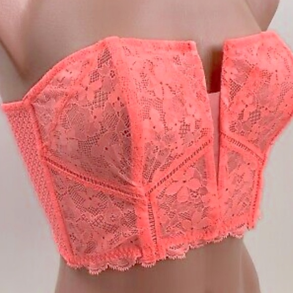 Victoria's Secret Neon Coral Pink Lace Bandeau - Picture 8 of 9